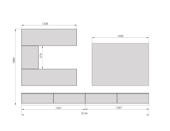 Modern Yellow with Grey Wall Unit and Entertainment Center - Click Image to Close